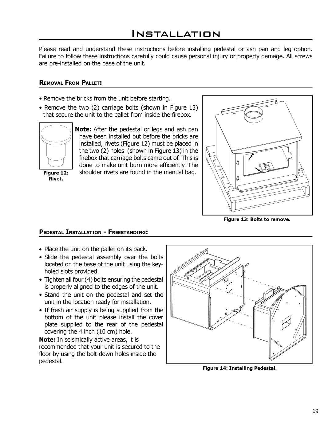 Enviro 1200, 1700 owner manual Installation, Bolts to remove 