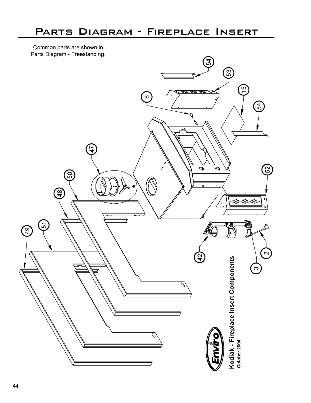 Enviro 1700, 1200 owner manual Parts Diagram Fireplace Insert 