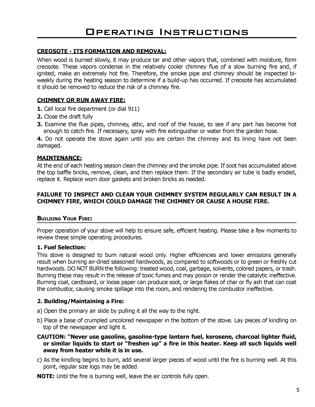 Enviro 1200, 1700 owner manual Creosote ITS Formation and Removal 