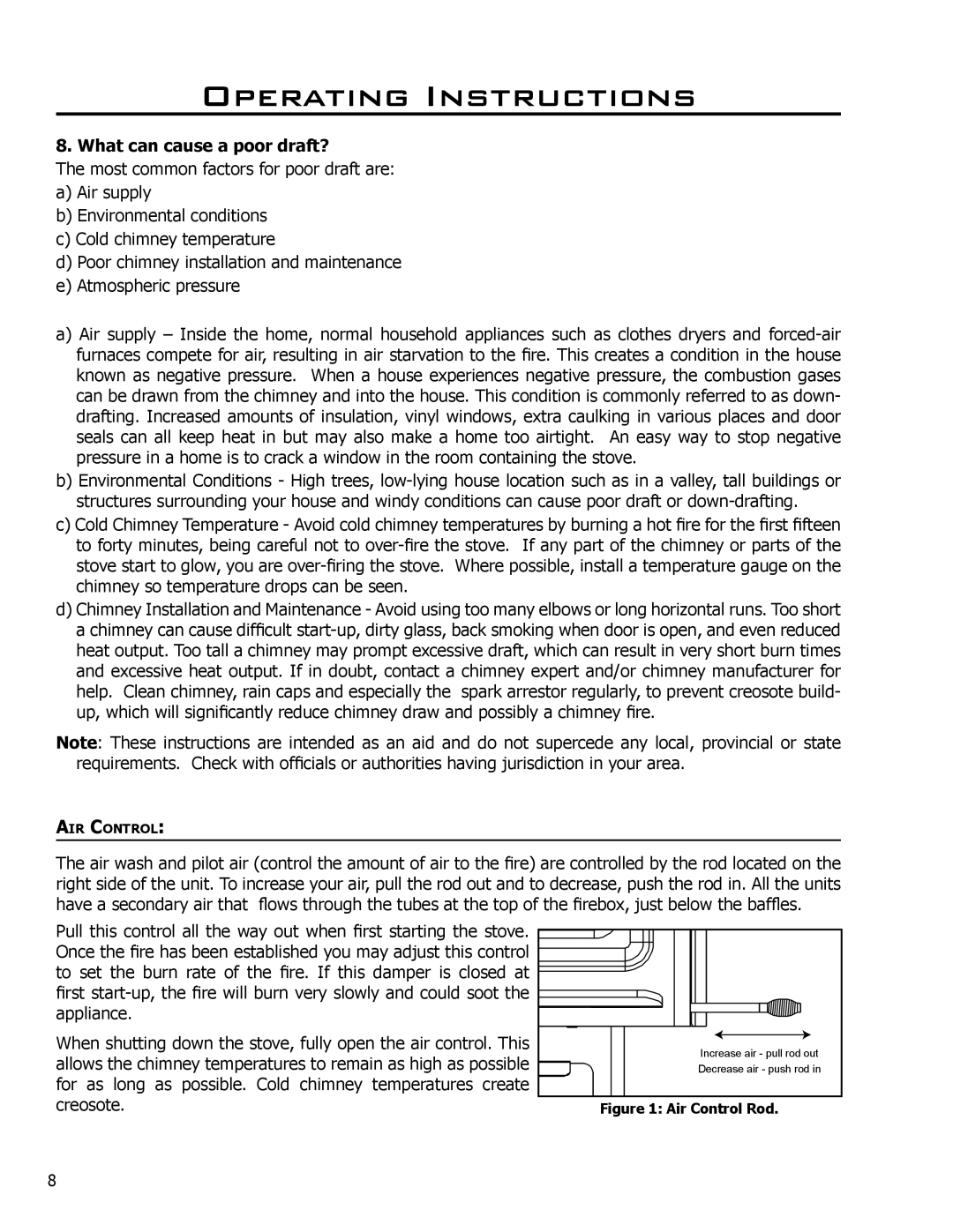 Enviro 1700, 1200 owner manual What can cause a poor draft? 