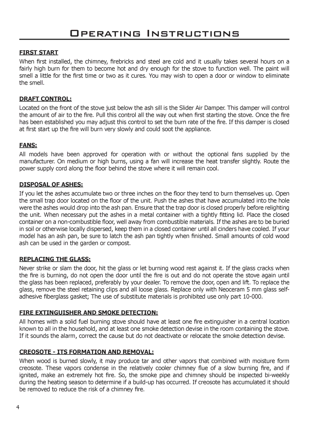 Enviro 2100 Freestanding owner manual Operating Instructions 