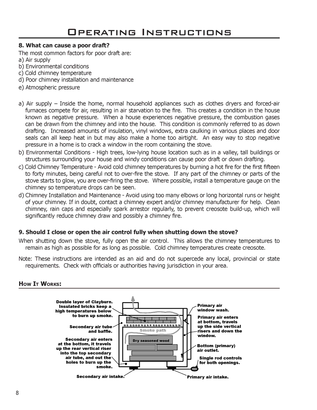 Enviro 2100 Freestanding owner manual What can cause a poor draft? 