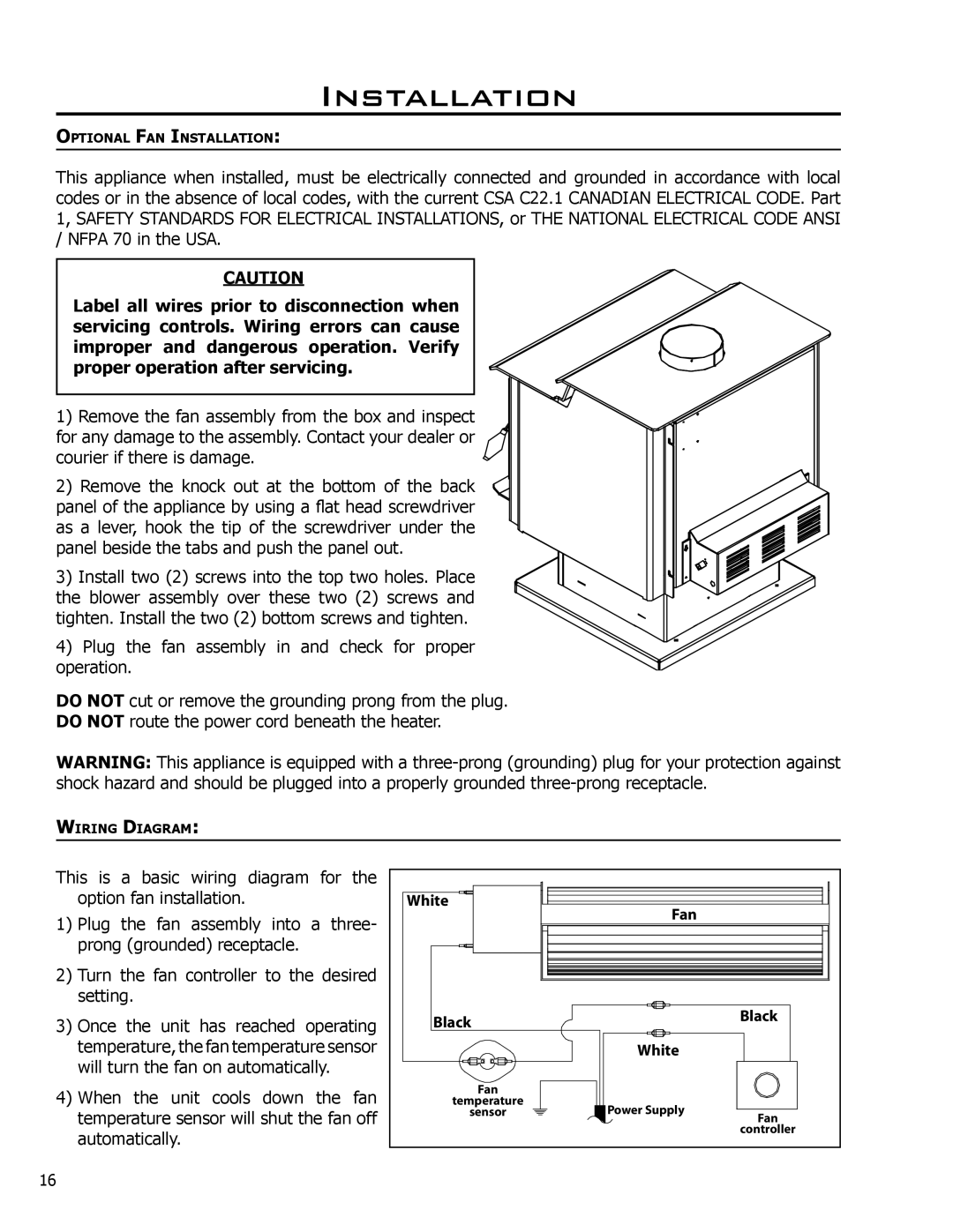 Enviro 2100 owner manual Optional FAN Installation 