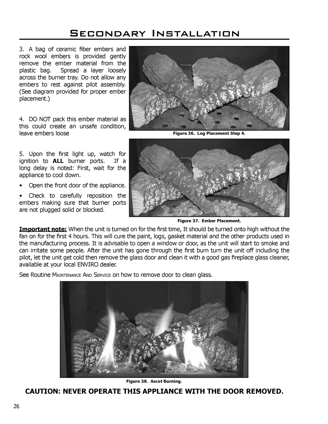 Enviro 50-029 owner manual Ember Placement 