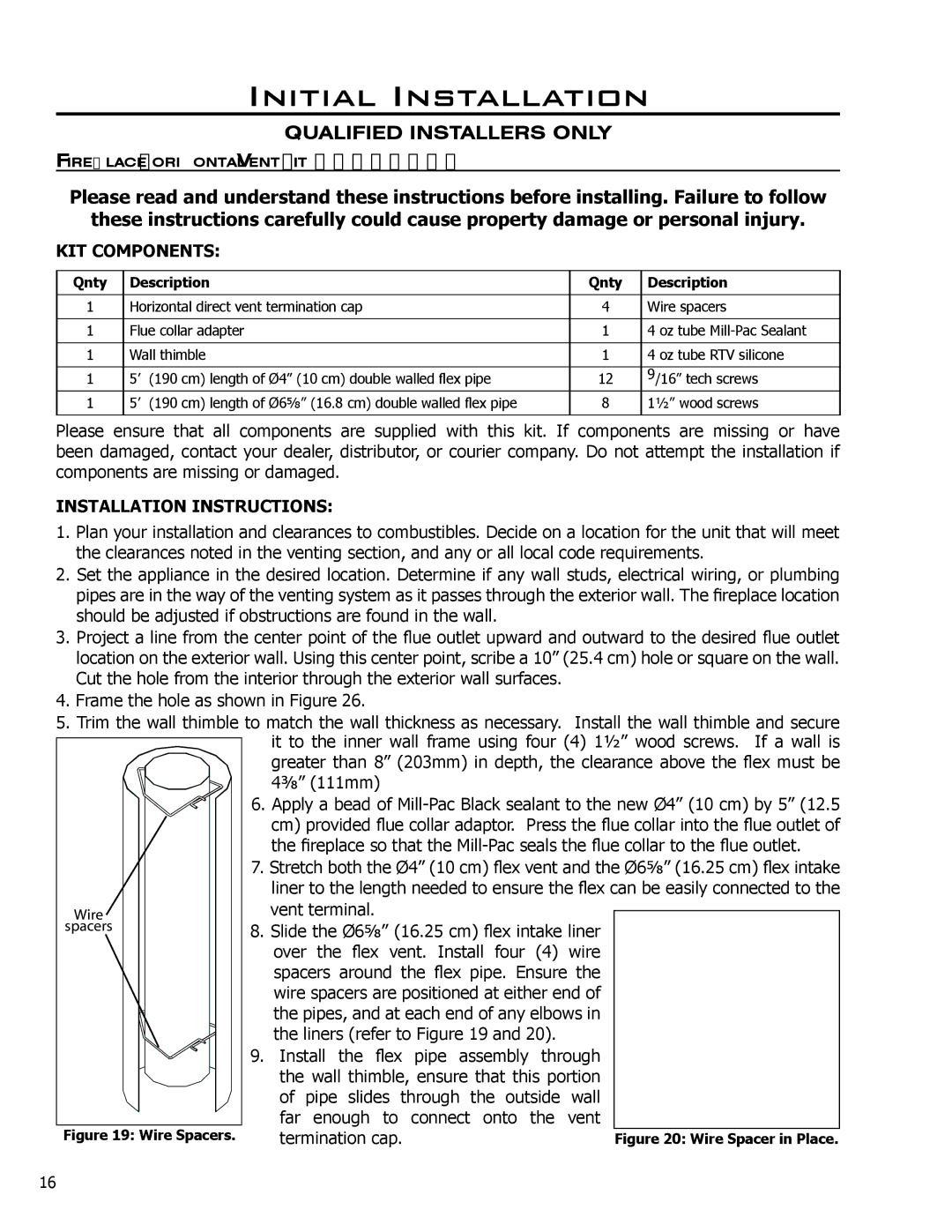 Enviro 50-1033 owner manual KIT Components, Installation Instructions 