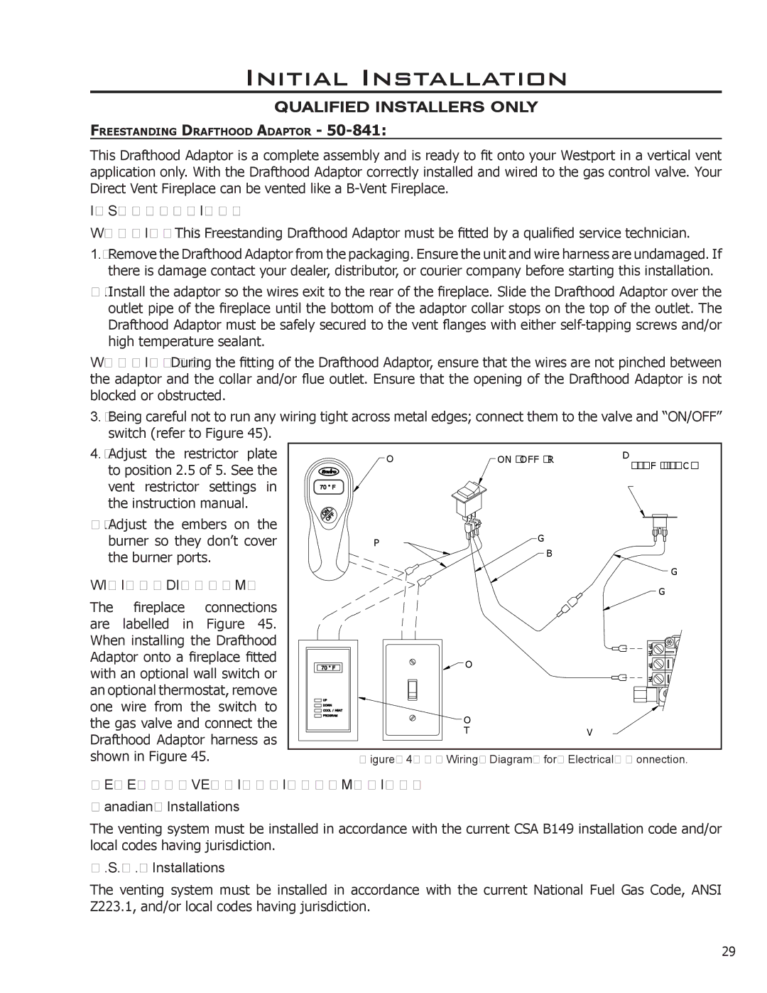 Enviro 50-1033 owner manual Wiring Diagram, General Venting Information, Canadian Installations, A. Installations 