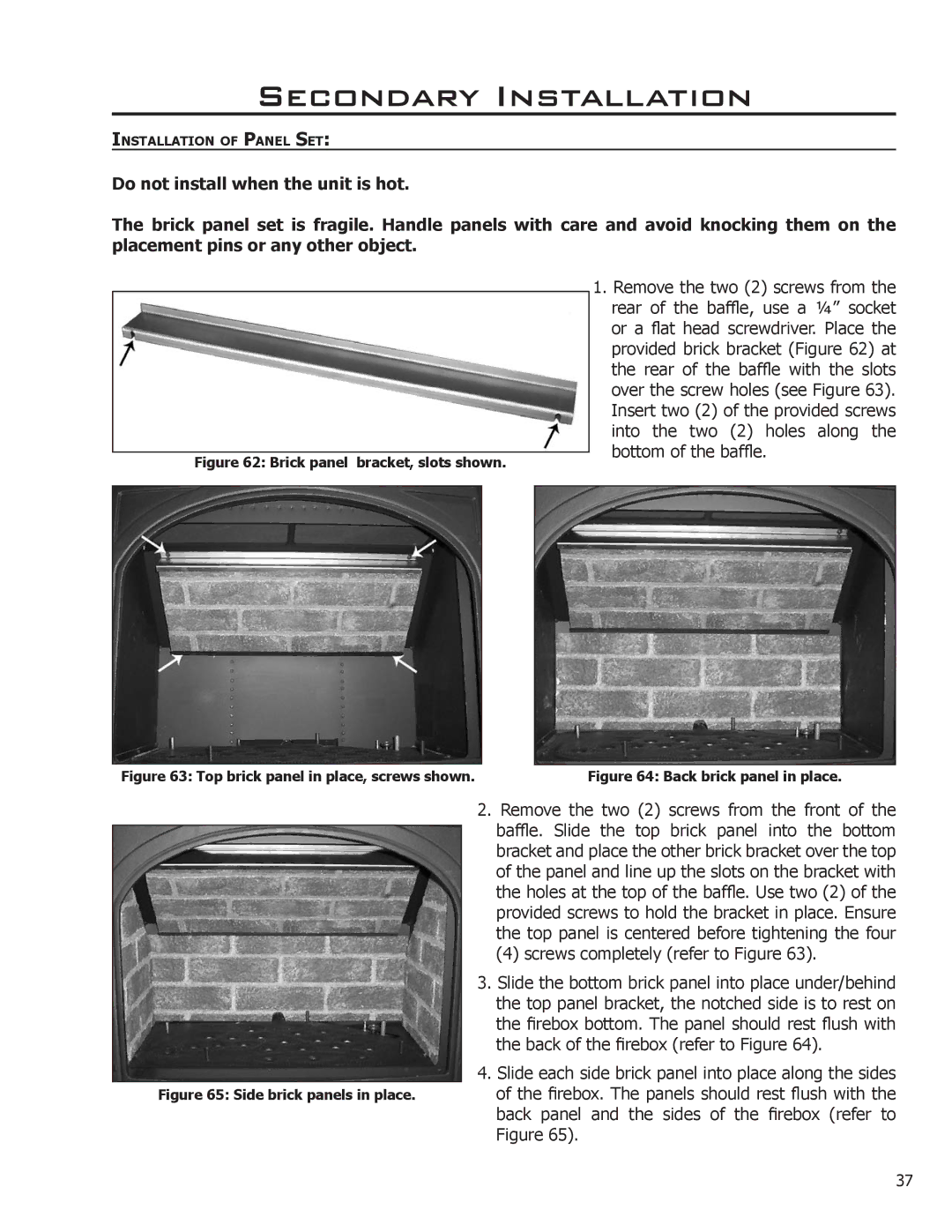 Enviro 50-1033 owner manual Brick panel bracket, slots shown 