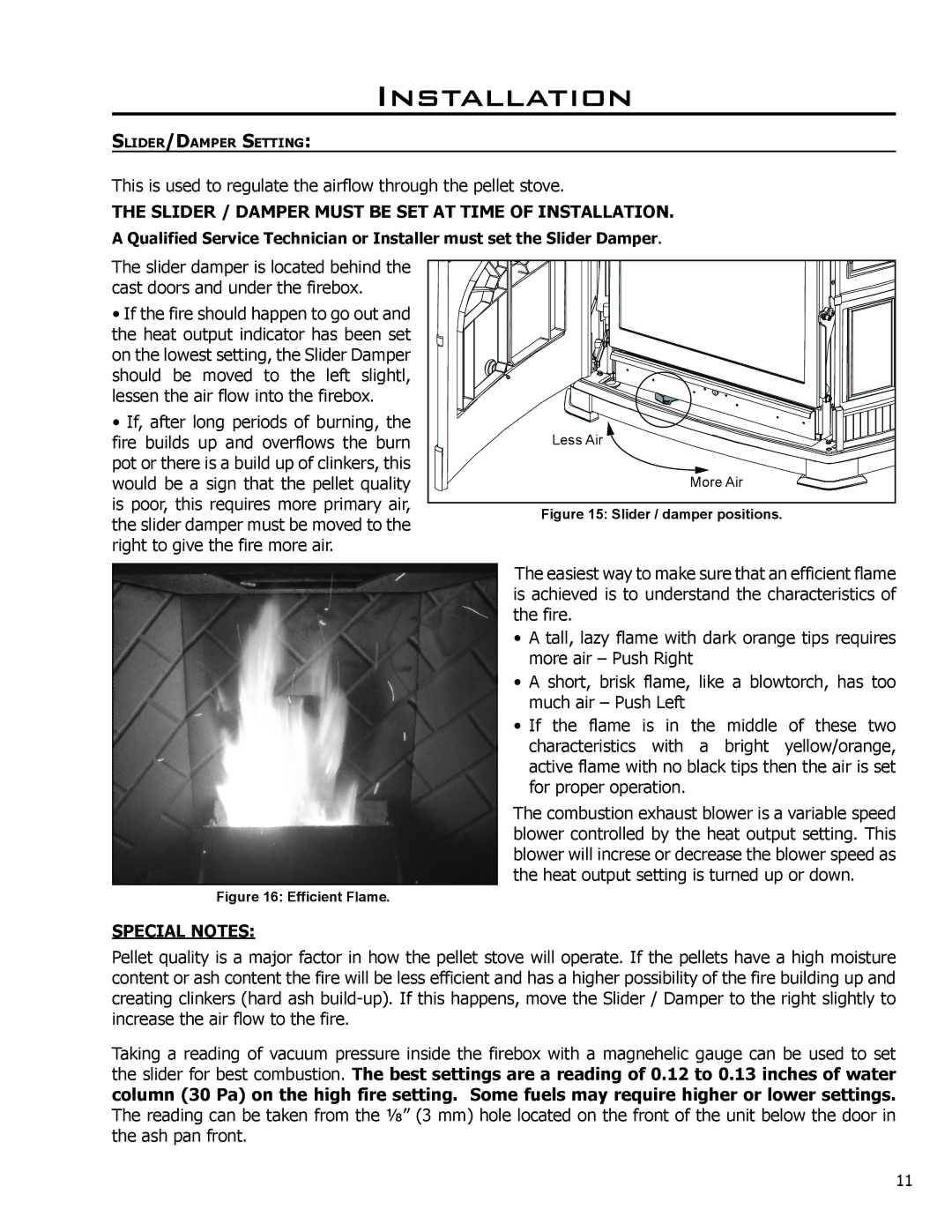 Enviro 50-1386 technical manual Slider / Damper Must be SET AT Time of Installation 