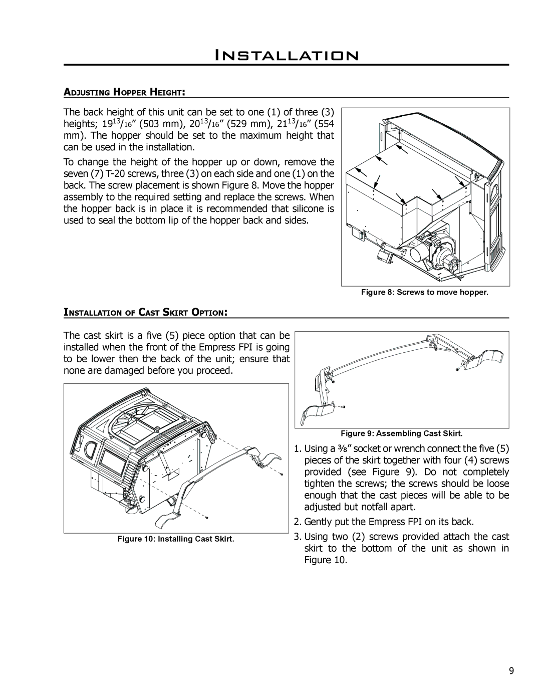 Enviro 50-1386 technical manual Screws to move hopper 