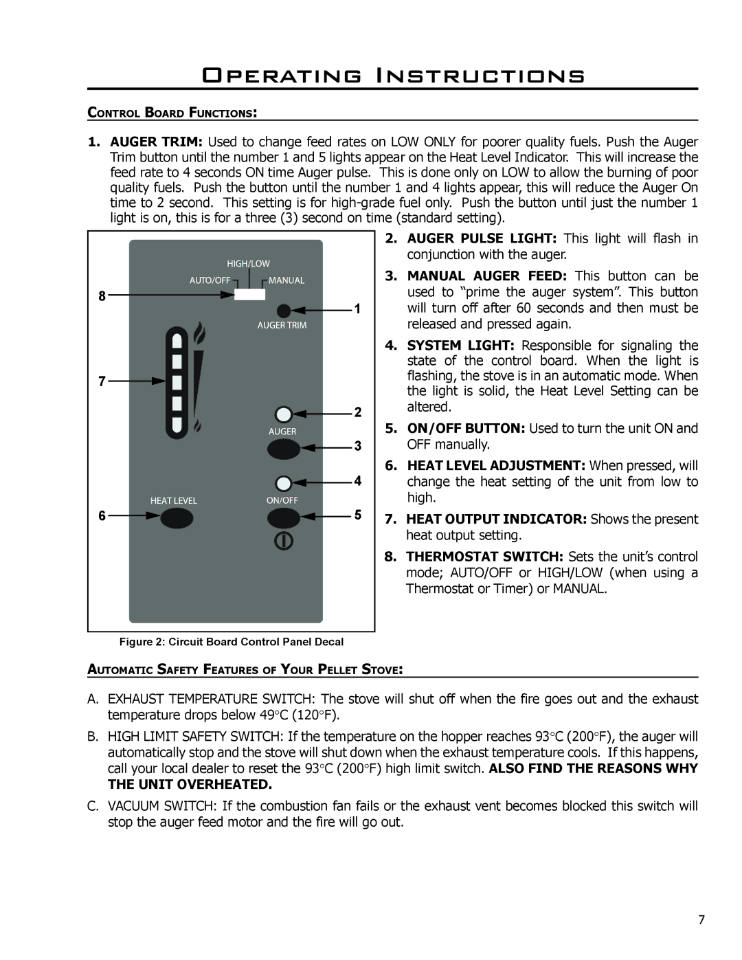 Enviro 50-1531 owner manual Unit Overheated, Circuit Board Control Panel Decal 