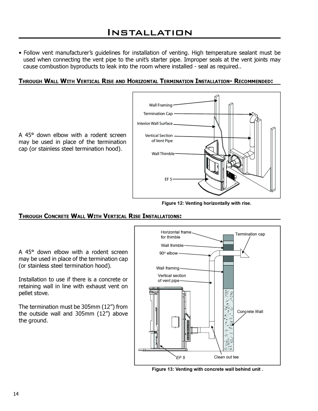 Enviro 50-1574 technical manual Venting horizontally with rise 