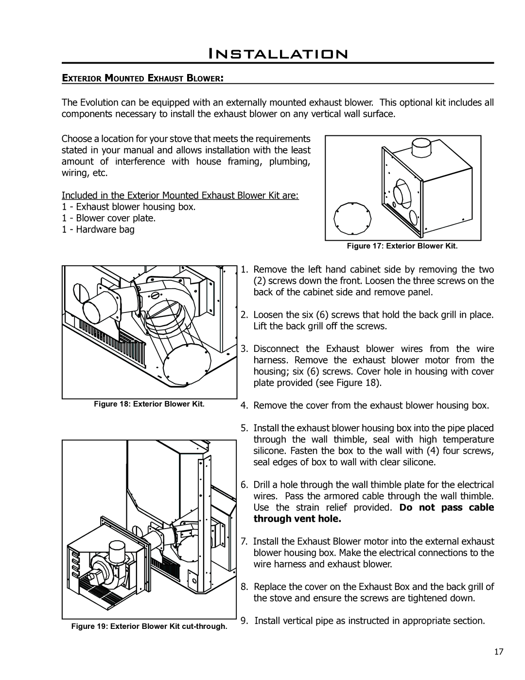 Enviro 50-1574 technical manual Through vent hole, Exterior Blower Kit 