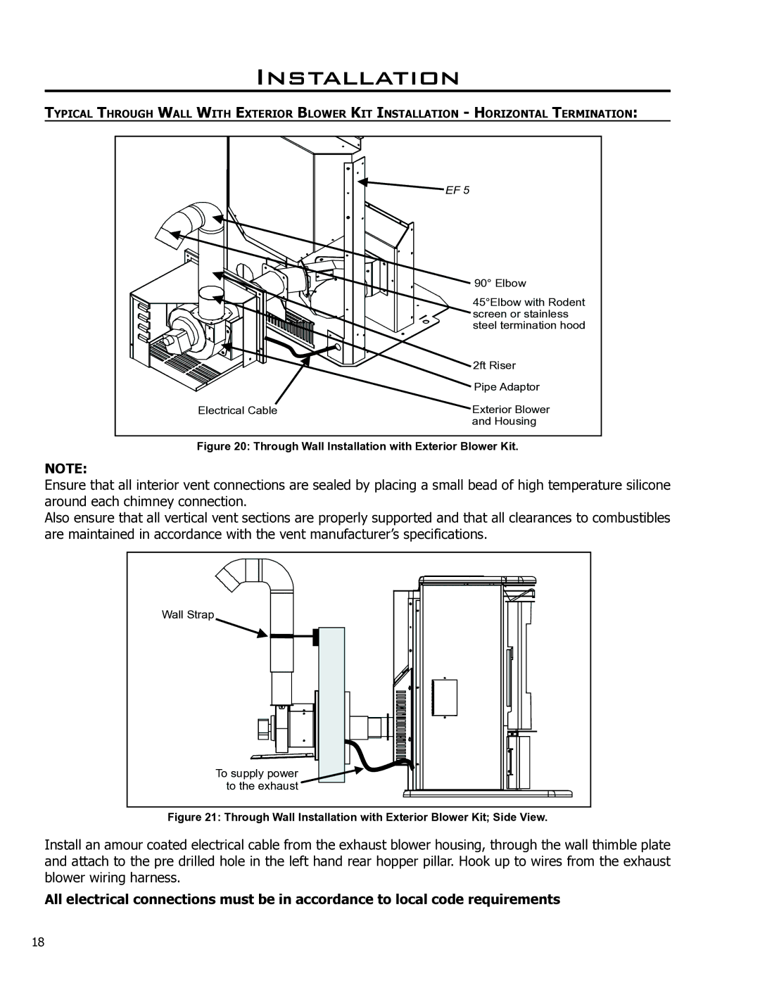 Enviro 50-1574 technical manual Through Wall Installation with Exterior Blower Kit 