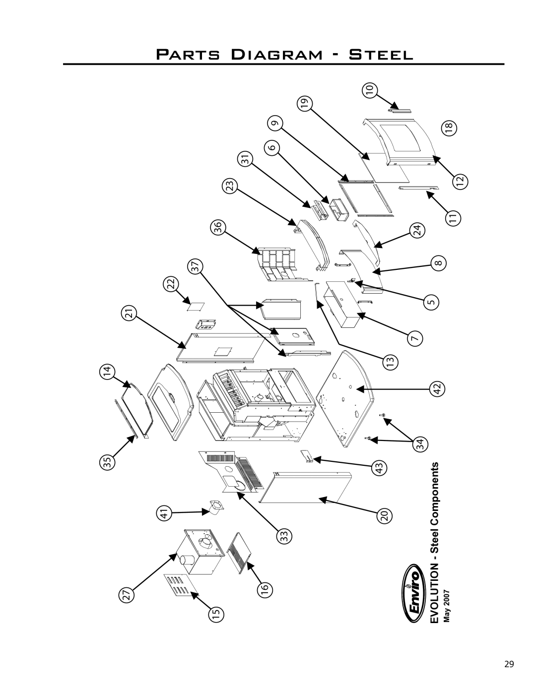 Enviro 50-1574 technical manual Parts Diagram Steel 