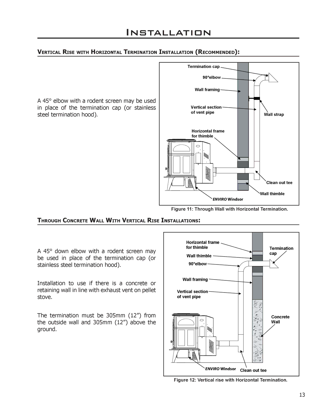 Enviro 50-1578 technical manual Through Wall with Horizontal Termination 