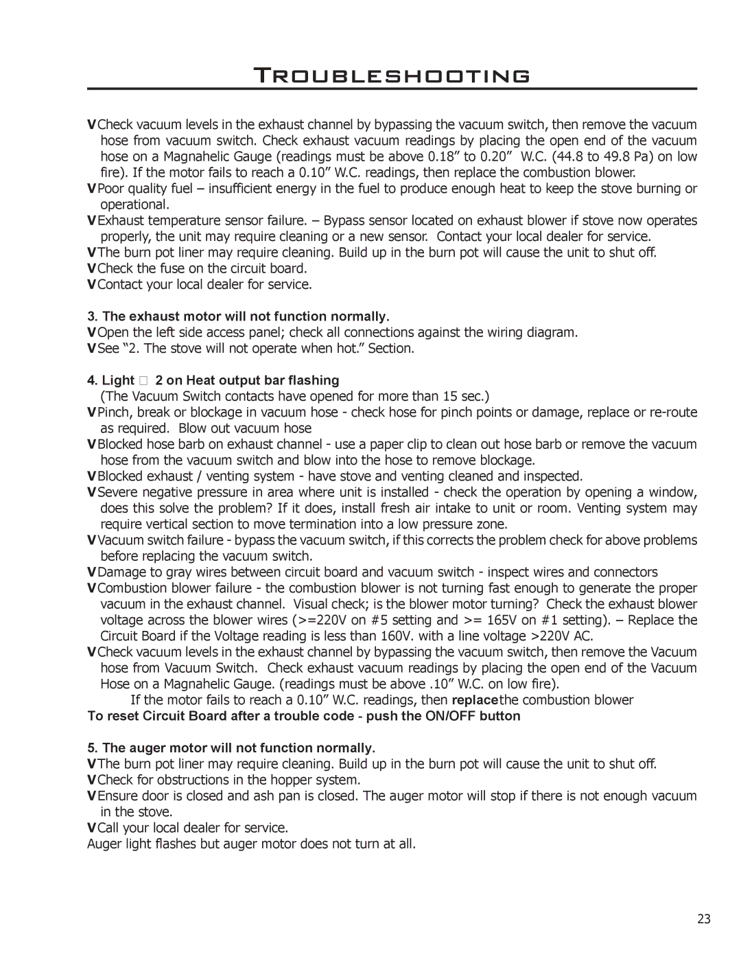 Enviro 50-1578 technical manual Exhaust motor will not function normally 