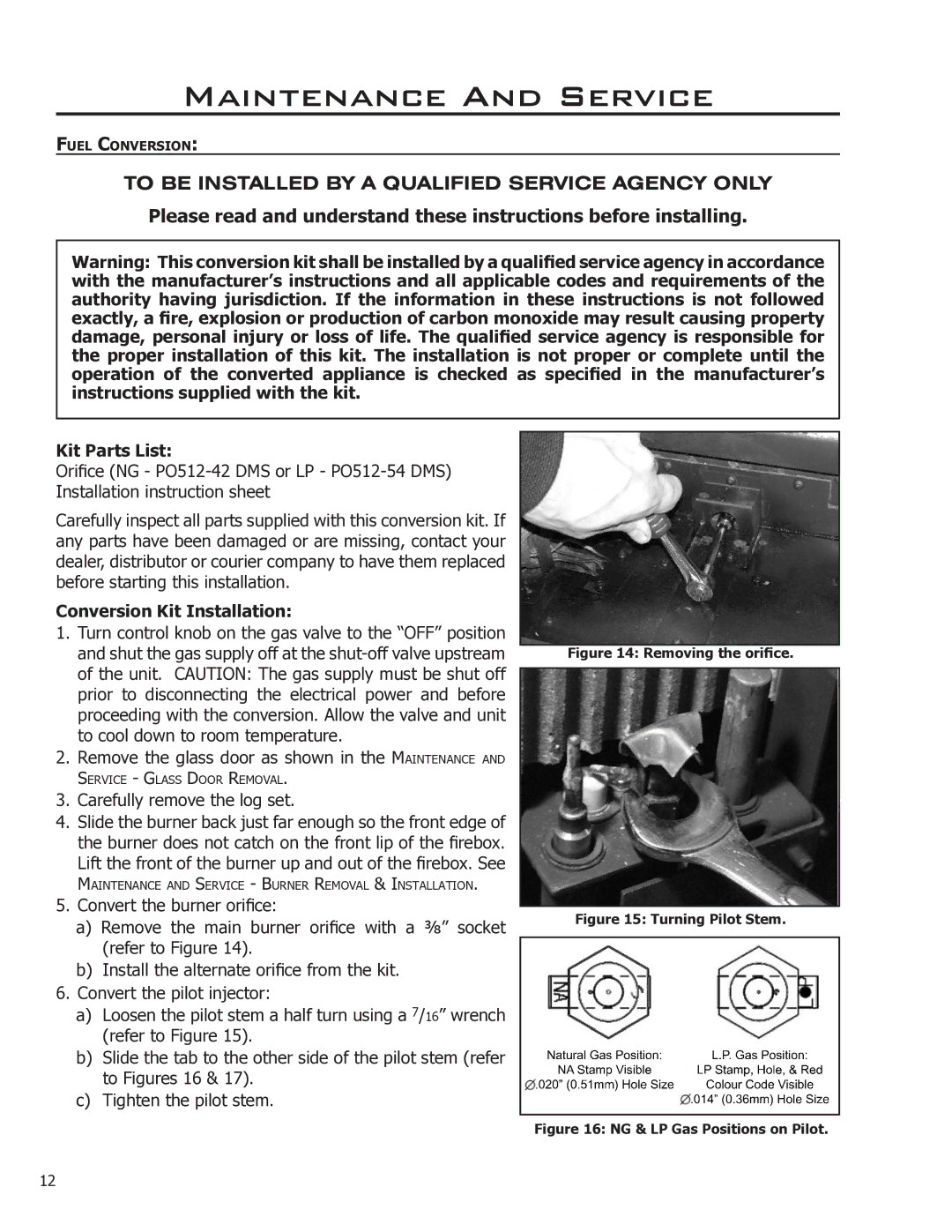 Enviro 50-1628 owner manual Kit Parts List, Conversion Kit Installation 