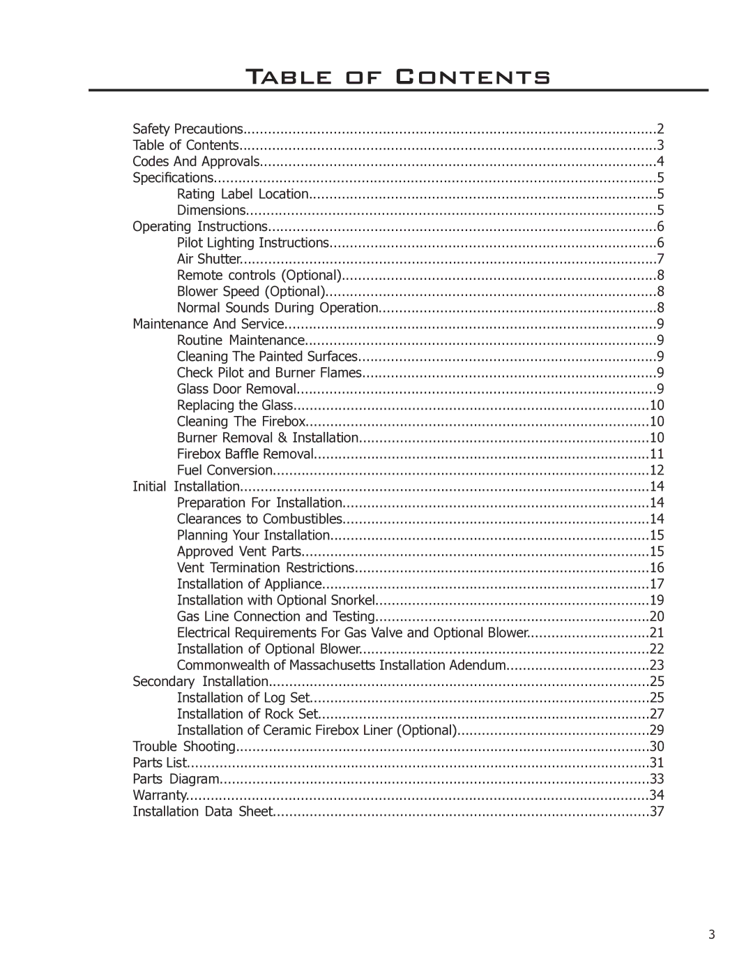 Enviro 50-1628 owner manual Table of Contents 