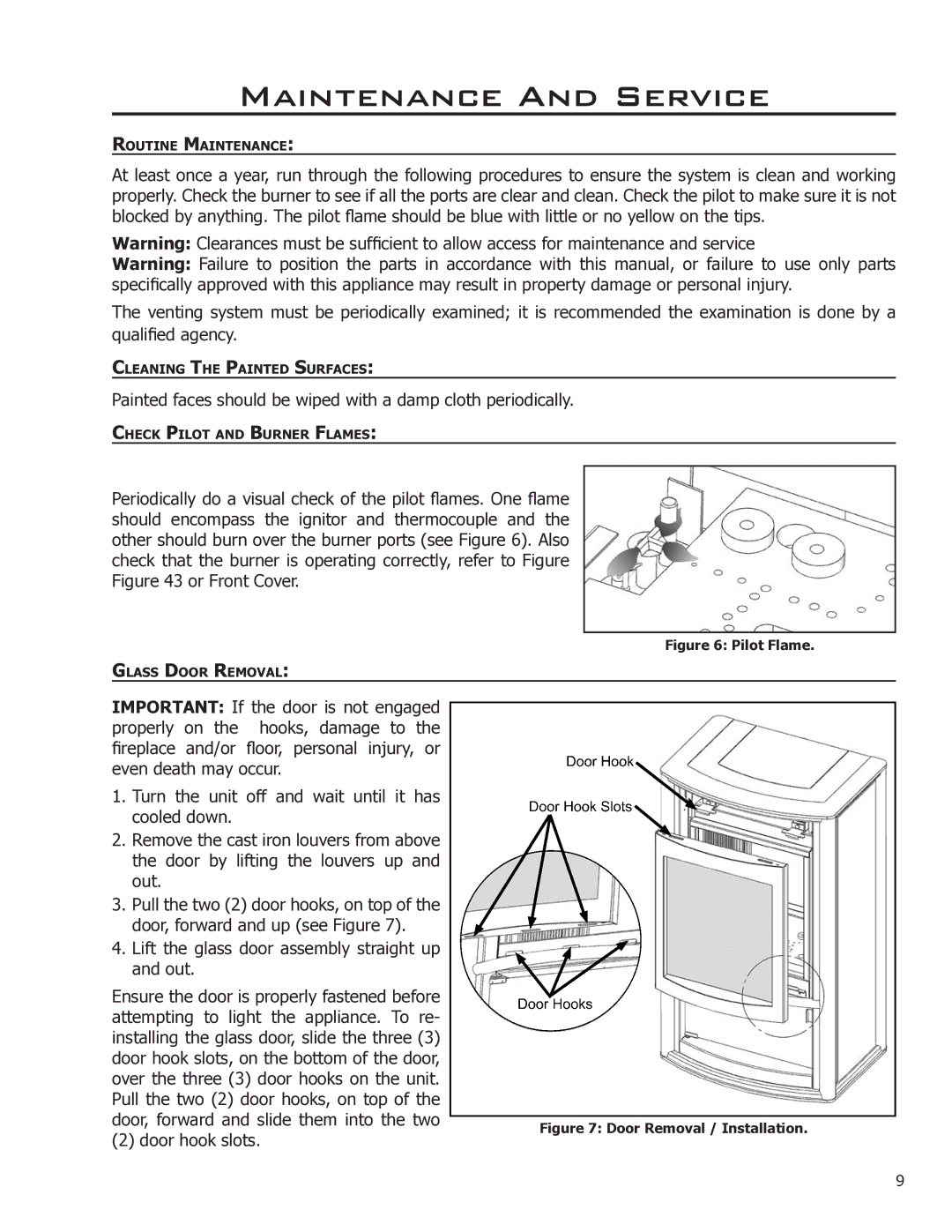 Enviro 50-1628 owner manual Maintenance And Service, Pilot Flame 