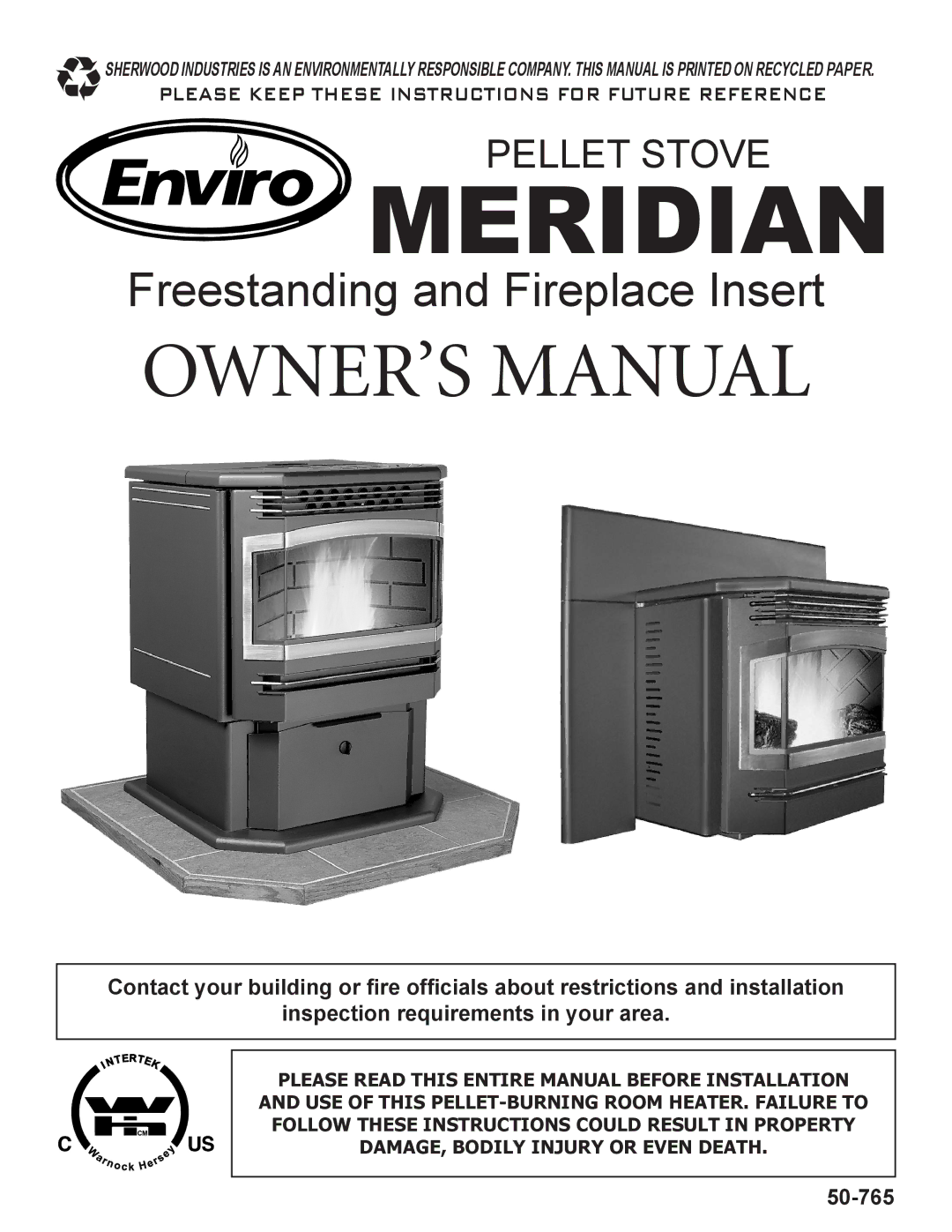 Enviro C-11153, 50-765 owner manual Meridian 