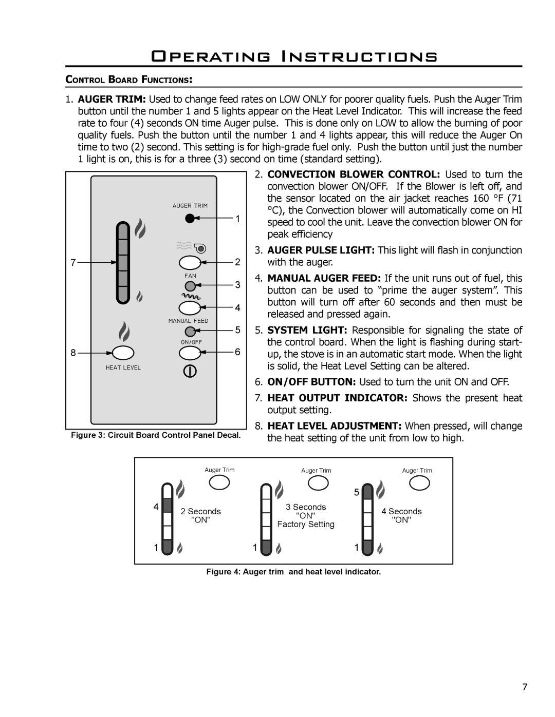 Enviro 50-830 owner manual Operating Instructions, Circuit Board Control Panel Decal 