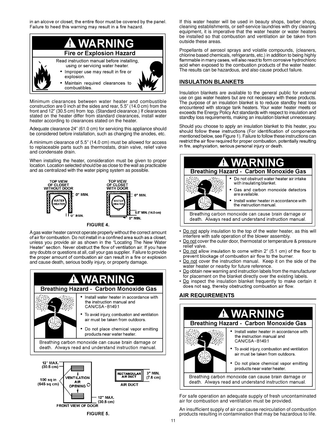 Enviro 6G50 76N instruction manual Insulation Blankets, Air REQUIREMENTs 