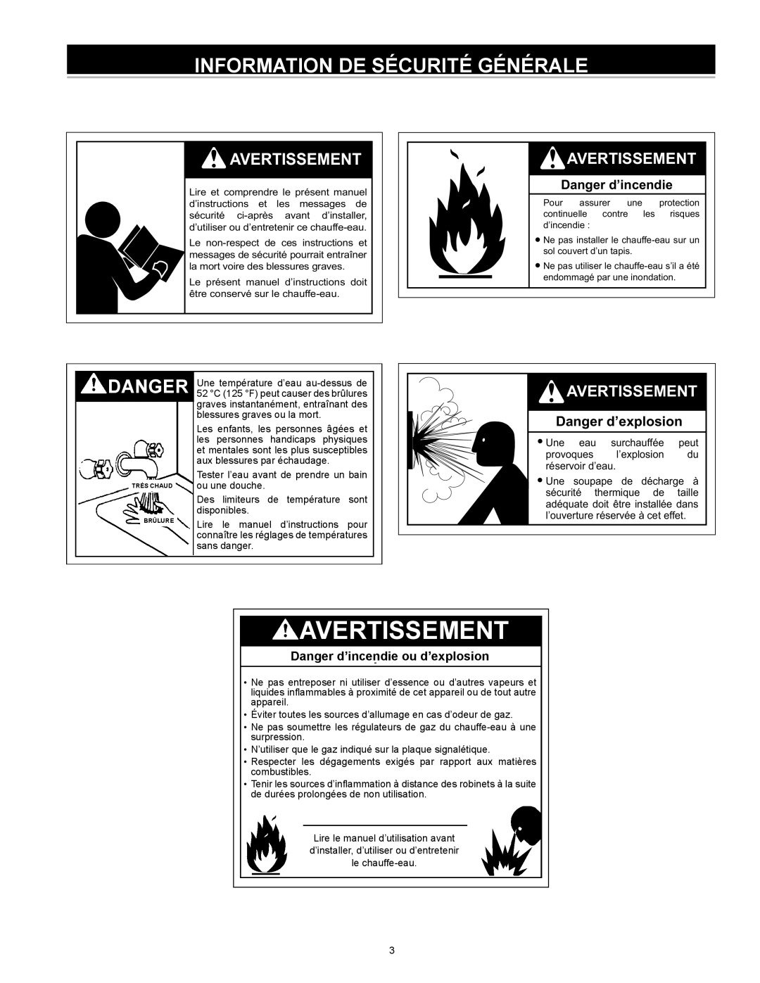 Enviro 6G50 76N instruction manual Avertissement, Information DE Sécurité Générale 