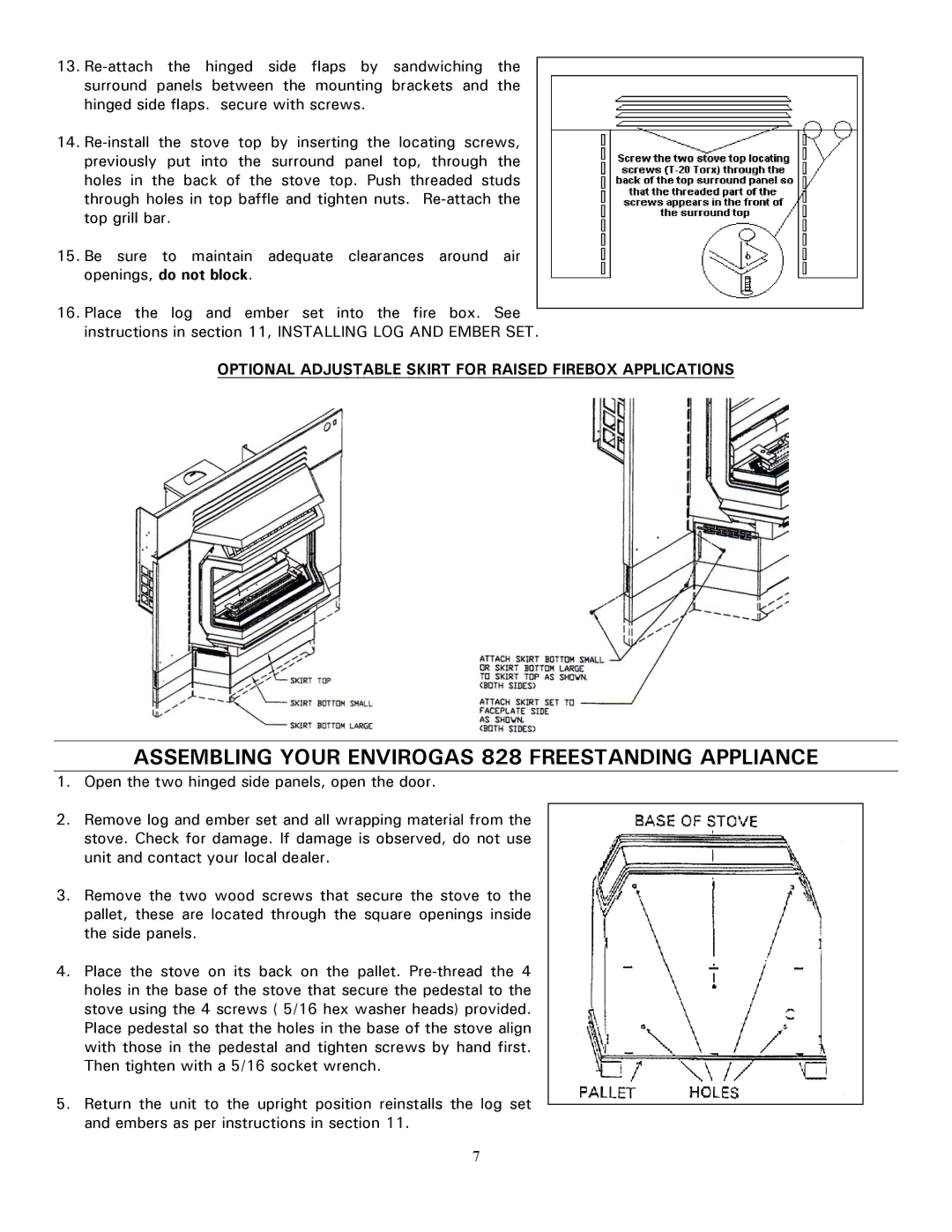 Enviro 828 BV. INS, 828 BV. FS owner manual Assembling Your Envirogas 828 Freestanding Appliance 