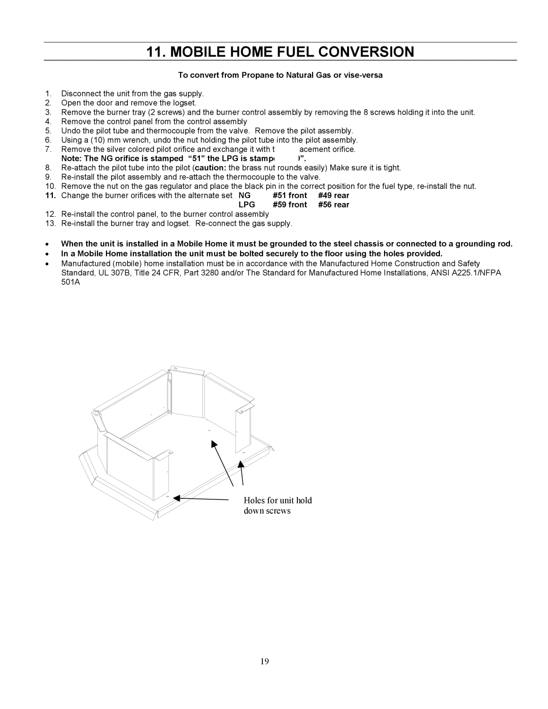 Enviro 828 DV.INS Mobile Home Fuel Conversion, To convert from Propane to Natural Gas or vise-versa, Lpg, #59 front 