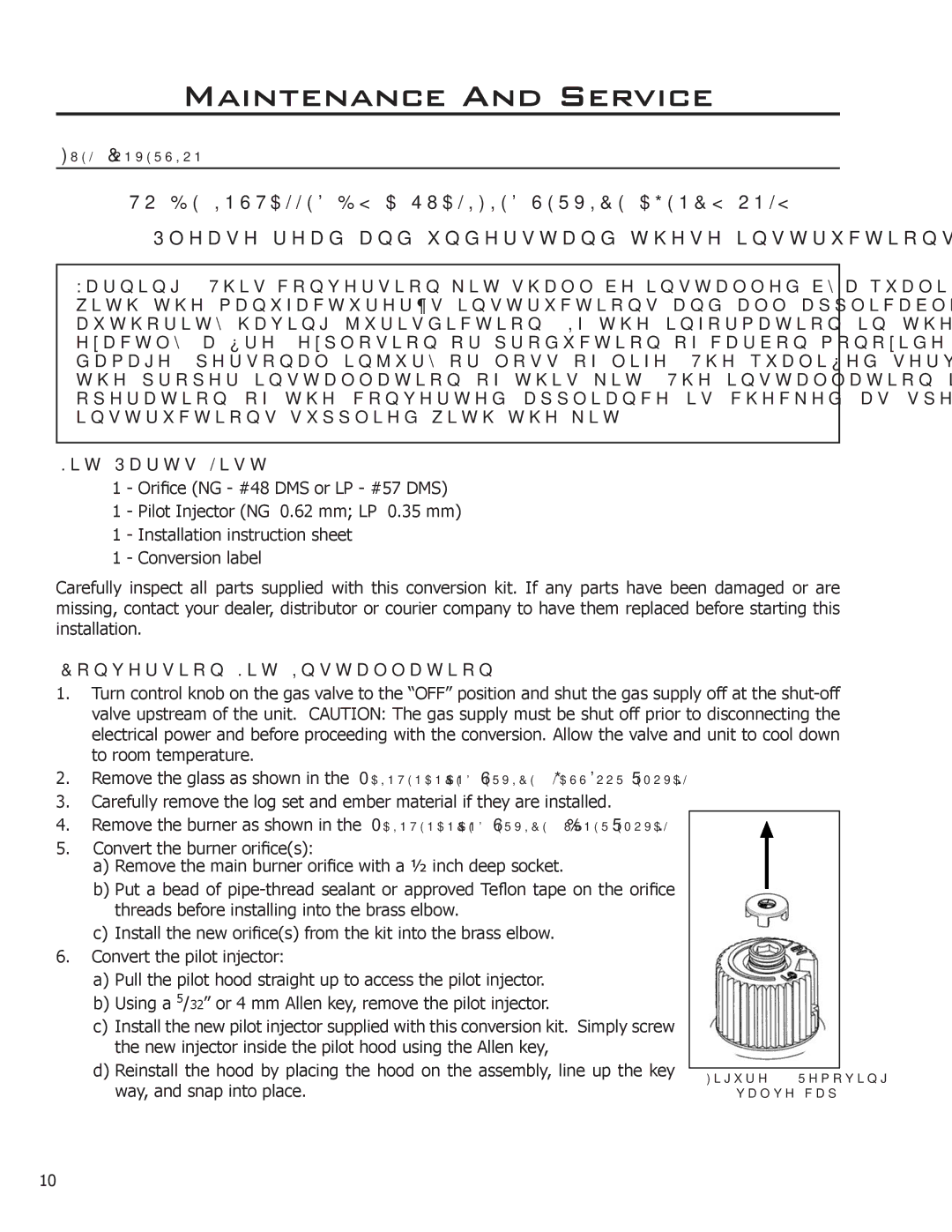 Enviro Ascot owner manual Kit Parts List, Conversion Kit Installation 