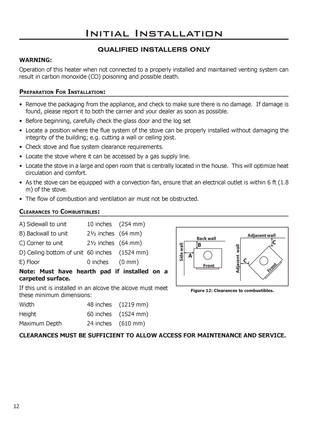 Enviro Ascot owner manual Initial Installation, Qualified Installers only 