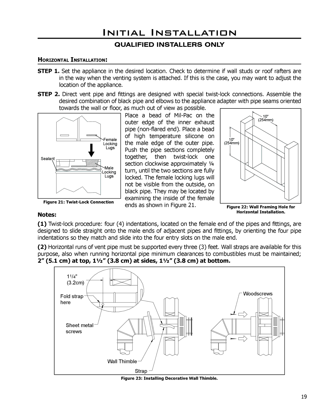 Enviro Ascot owner manual Cm at top, 11⁄2 3.8 cm at sides, 11⁄2 3.8 cm at bottom, Twist-Lock Connection 