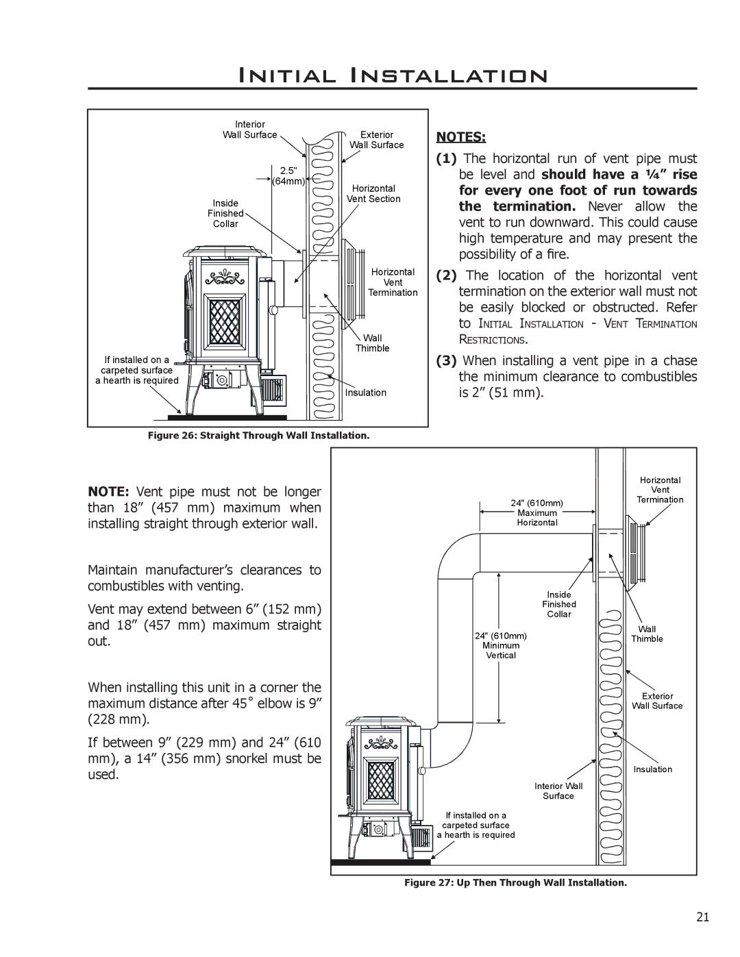 Enviro Ascot owner manual Straight Through Wall Installation 