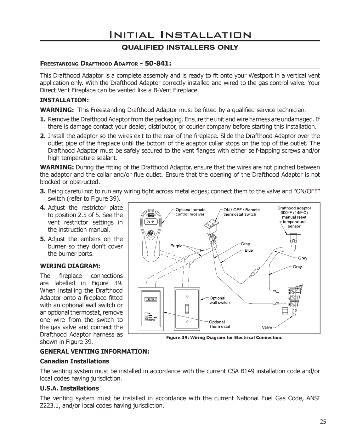 Enviro Ascot owner manual Wiring Diagram, General Venting Information, Canadian Installations, A. Installations 