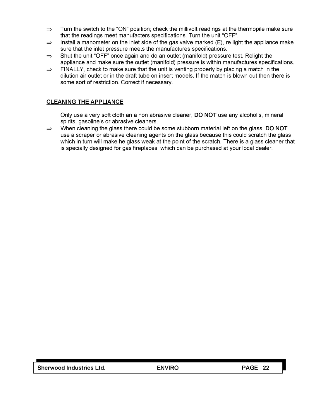 Enviro C-10100 service manual Cleaning the Appliance 