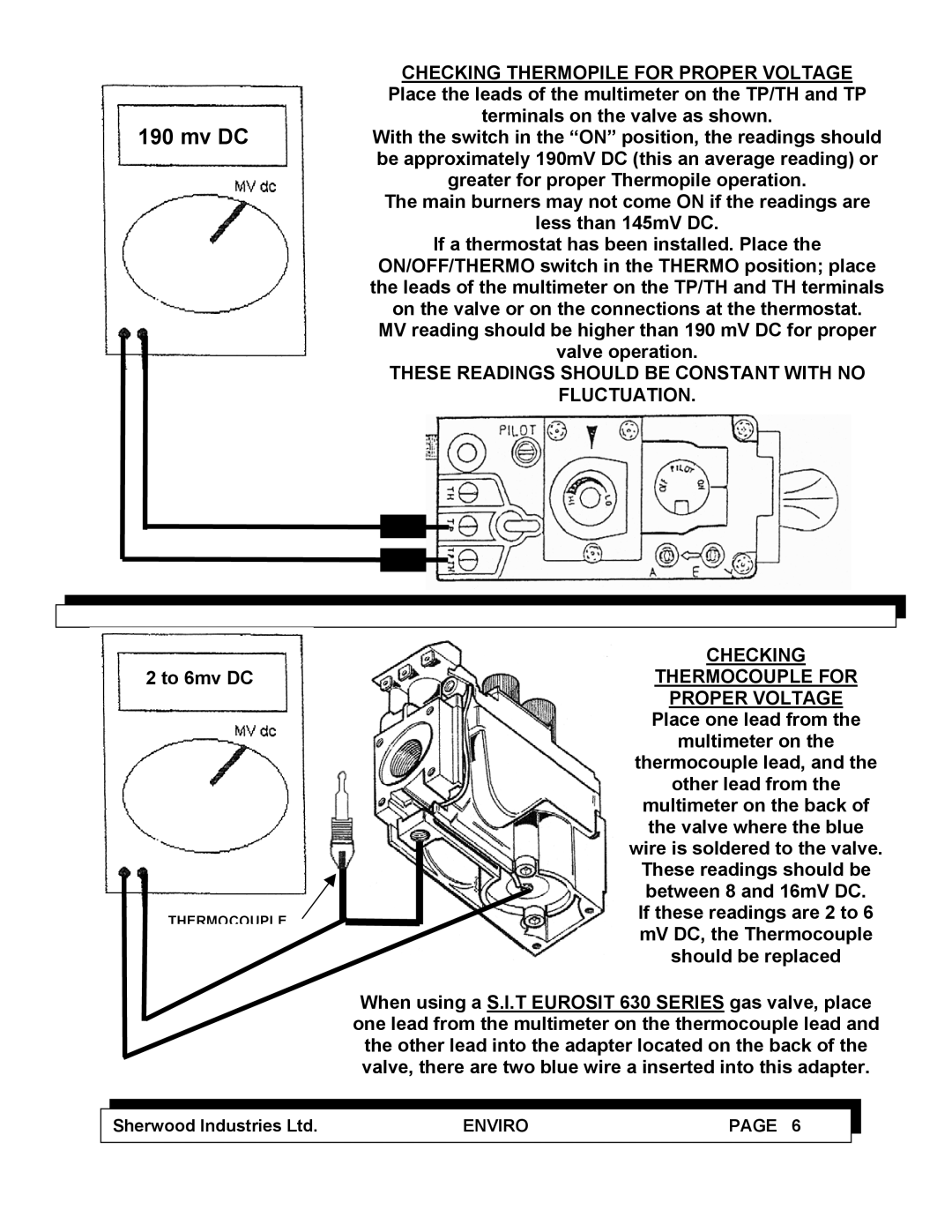 Enviro C-10100 These Readings should be Constant with no Fluctuation, Proper Voltage, Checking, Thermocouple for 