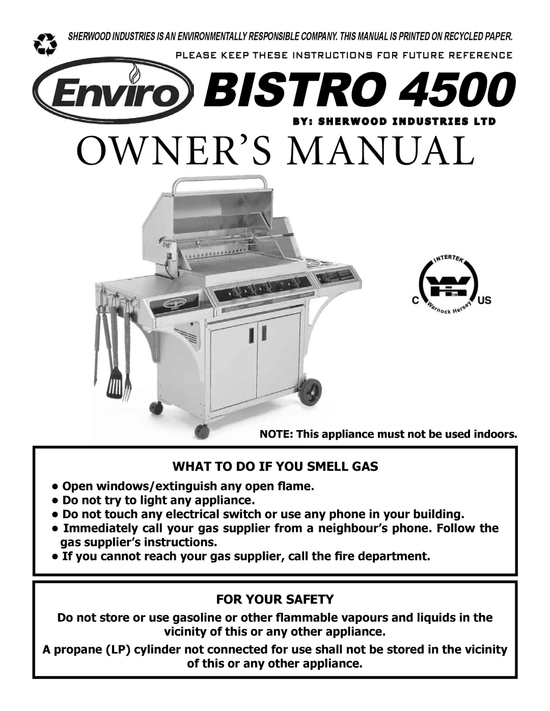 Enviro C-10124 owner manual Bistro 