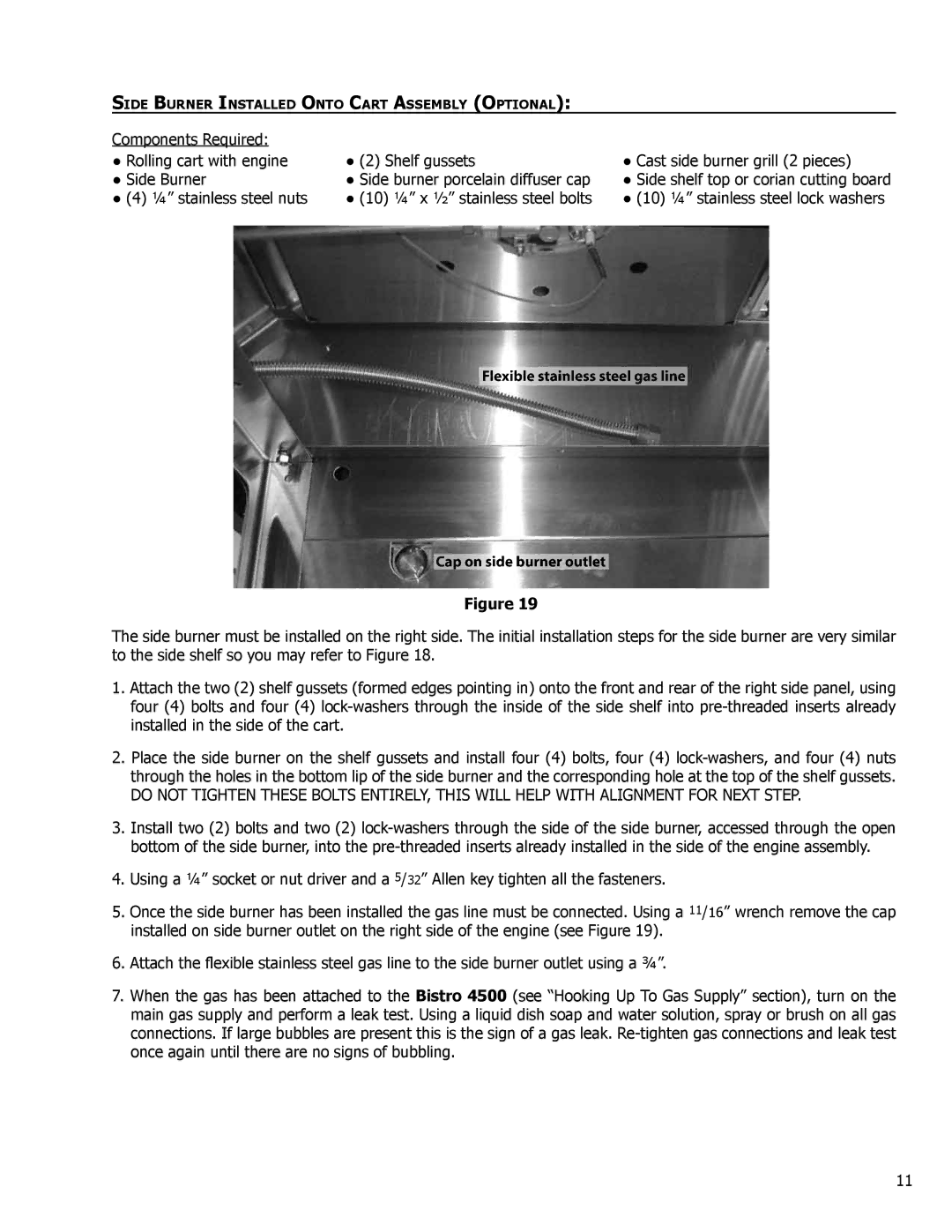 Enviro C-10124 owner manual Side Burner Installed Onto Cart Assembly Optional 