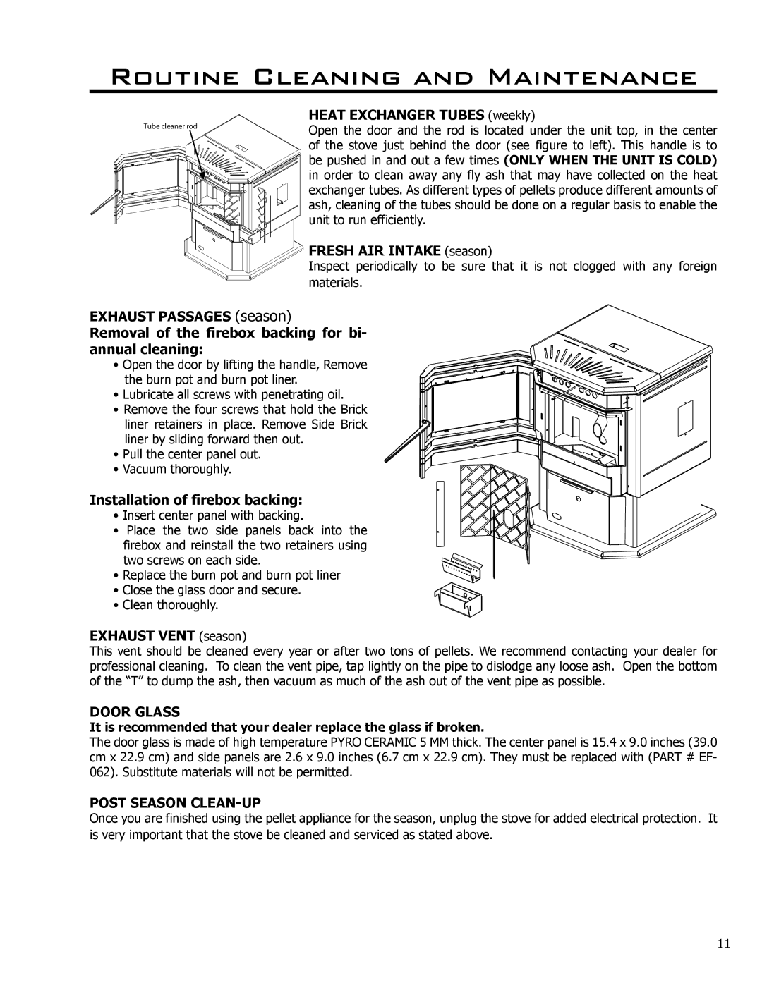 Enviro C-10135 owner manual Door Glass, Post Season CLEAN-UP 