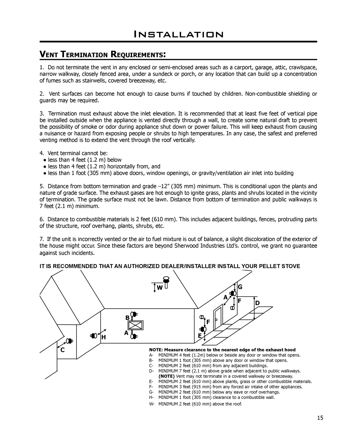 Enviro C-10135 owner manual Vent Termination Requirements 