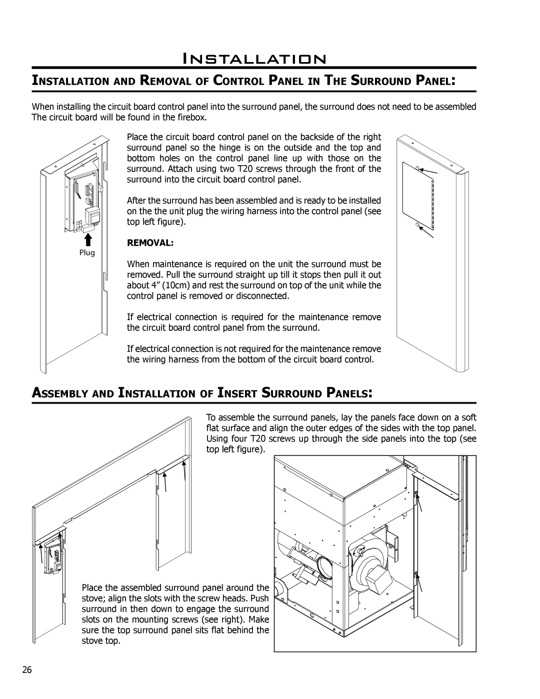 Enviro C-10135 owner manual Assembly and Installation of Insert Surround Panels, Removal 