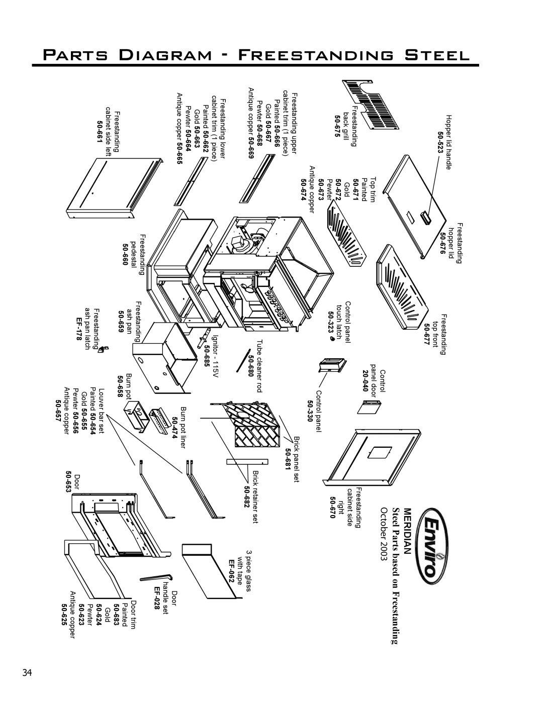 Enviro C-10135 owner manual DiagramFreestandingSteelParts, Meridian 