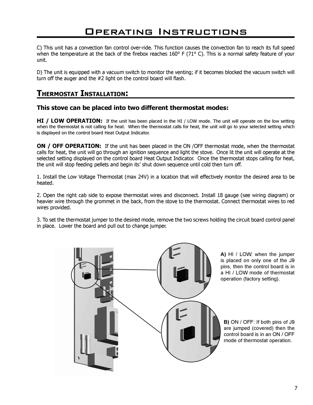 Enviro C-10135 owner manual Thermostat Installation 