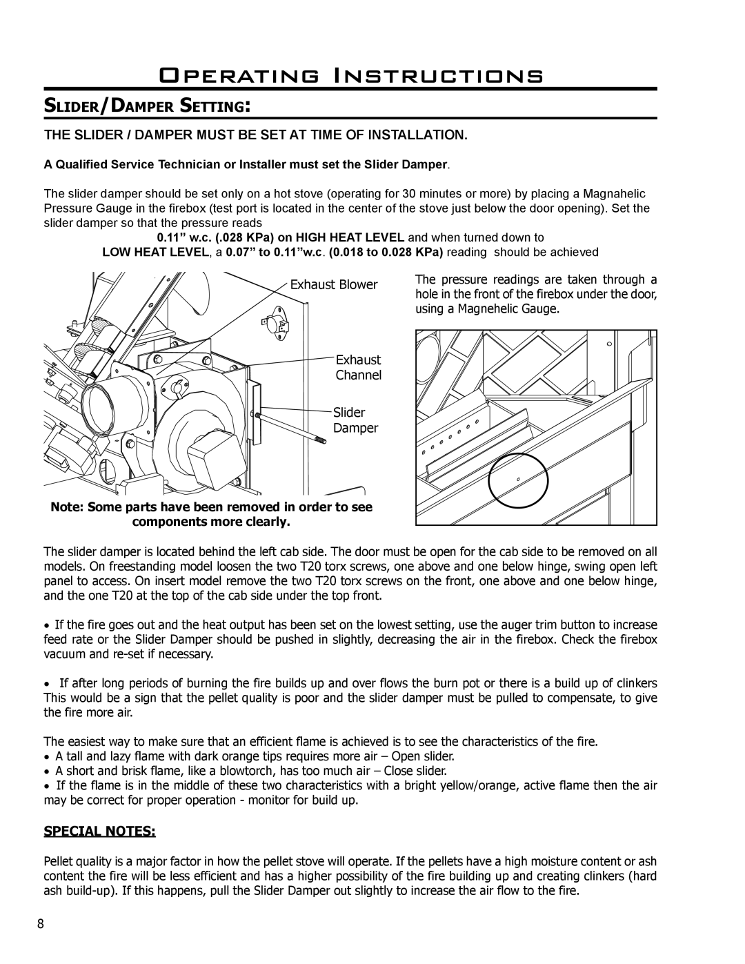 Enviro C-10135 owner manual SLIDER/DAMPER Setting, Special Notes, Components more clearly 