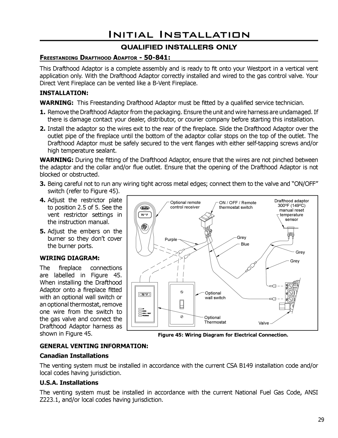 Enviro C-11290, C-10381 Wiring Diagram, General Venting Information, Canadian Installations, A. Installations 