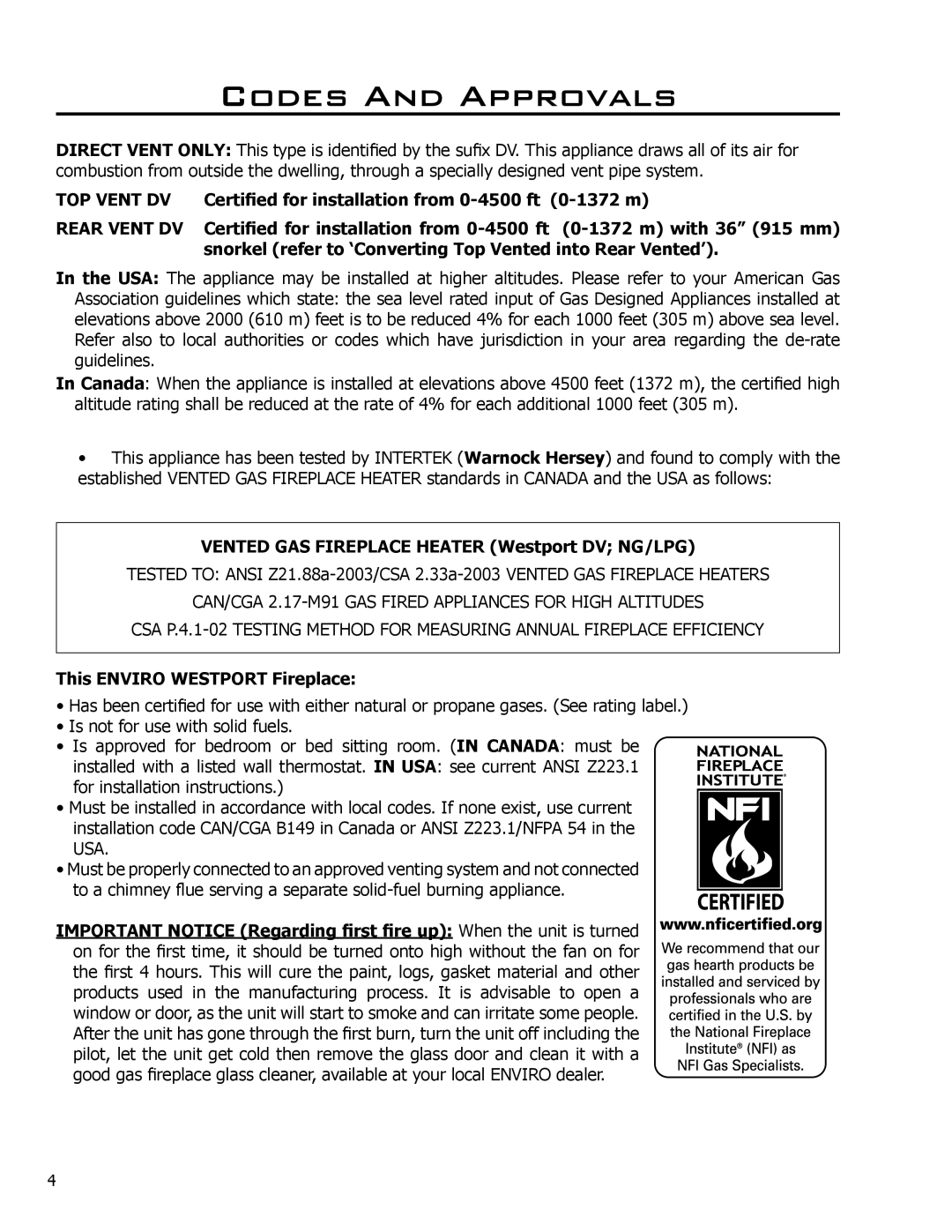 Enviro C-10381, C-11290 owner manual Codes And Approvals, TOP Vent DV, Rear Vent DV 