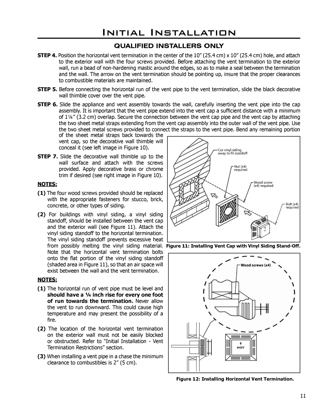 Enviro C-10450 owner manual Installing Horizontal Vent Termination 