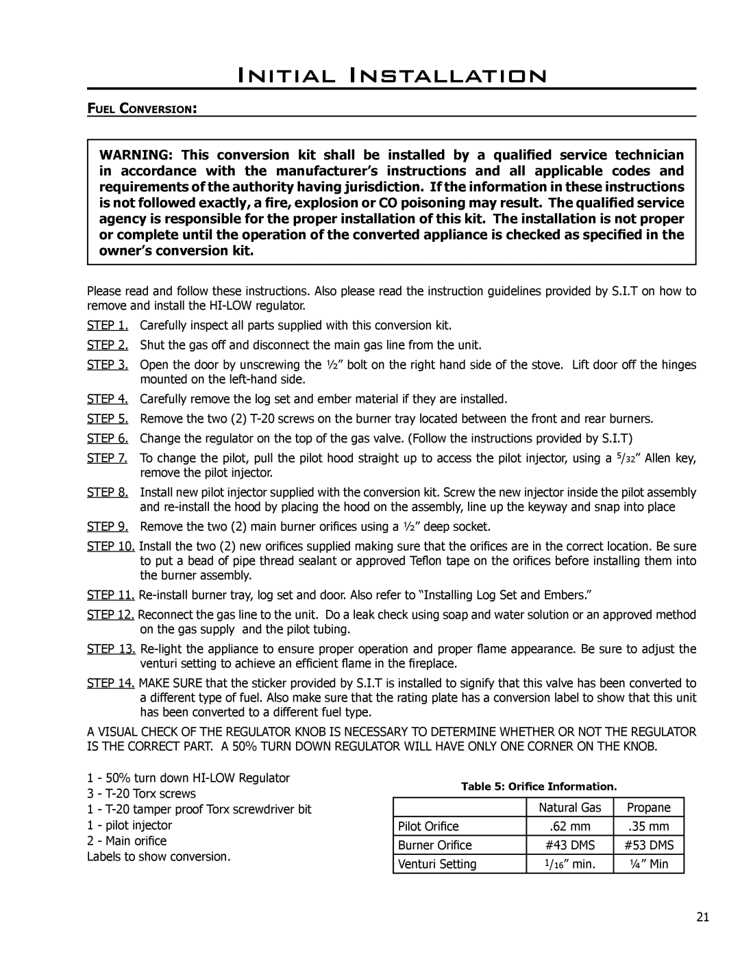 Enviro C-10450 owner manual 50% turn down HI-LOW Regulator 