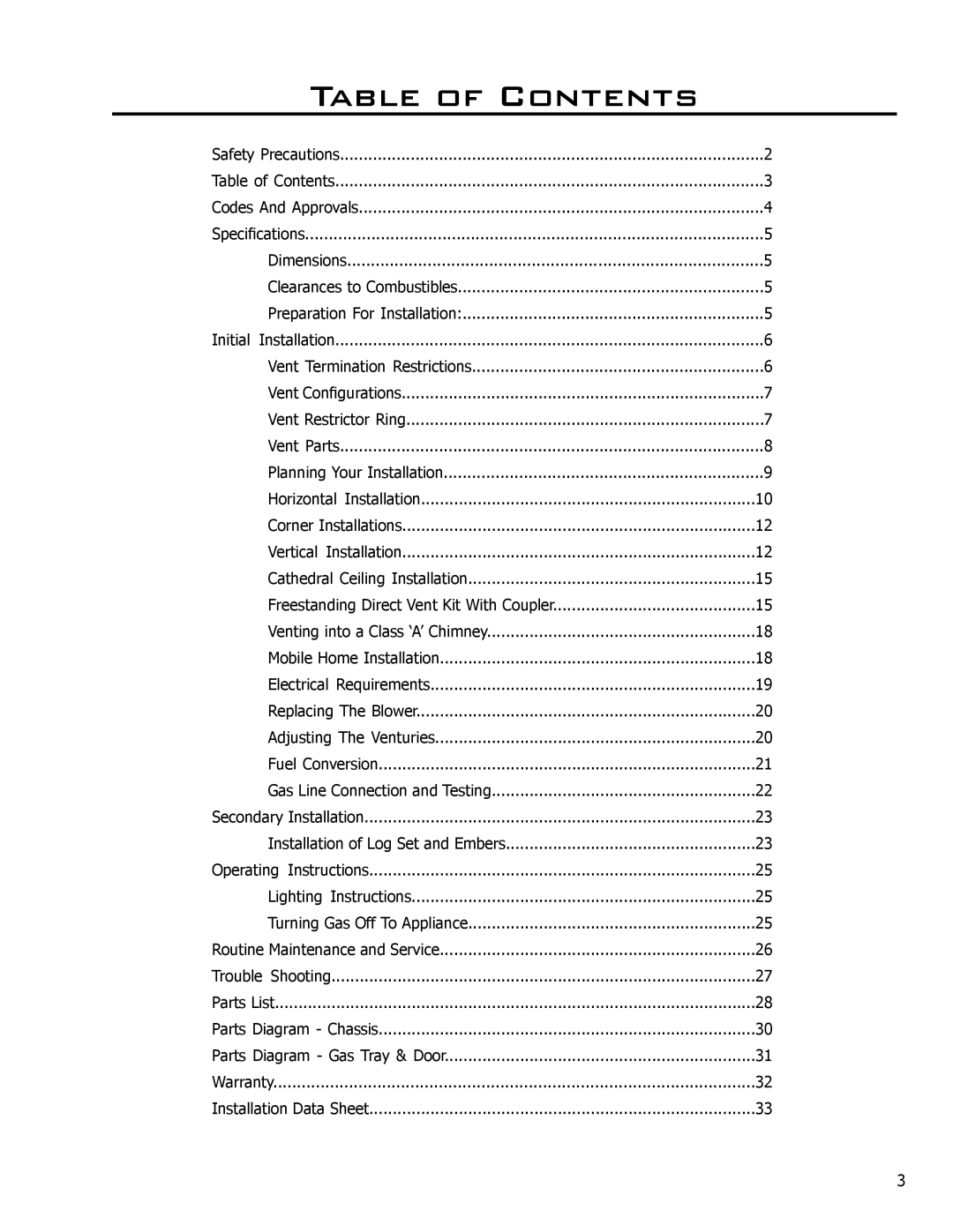 Enviro C-10450 owner manual Table of Contents 