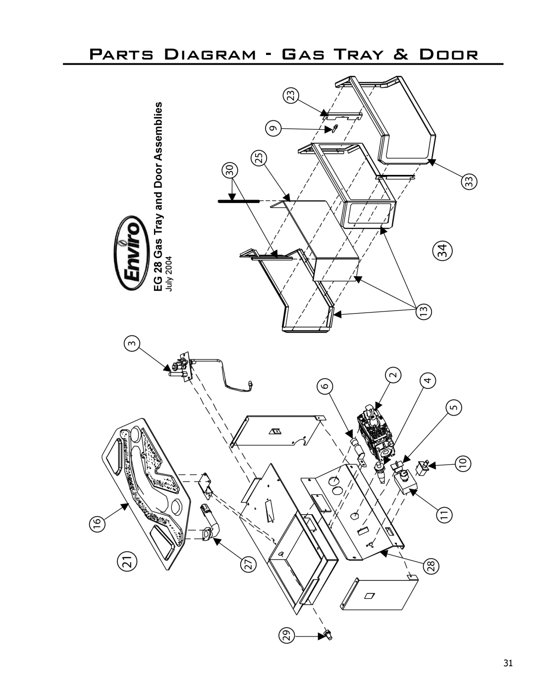 Enviro C-10450 owner manual EG 28 Gas Tray and Door Assemblies 